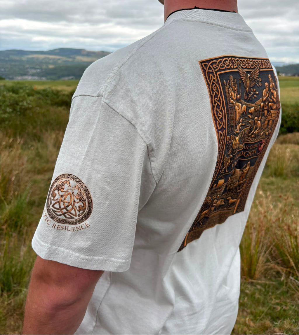 Welsh Celtic Mythology: The Tapestry of the Mabinogi: The Ultimate Premium Heavyweight Graphic Tee With Left Sleeve Symbol