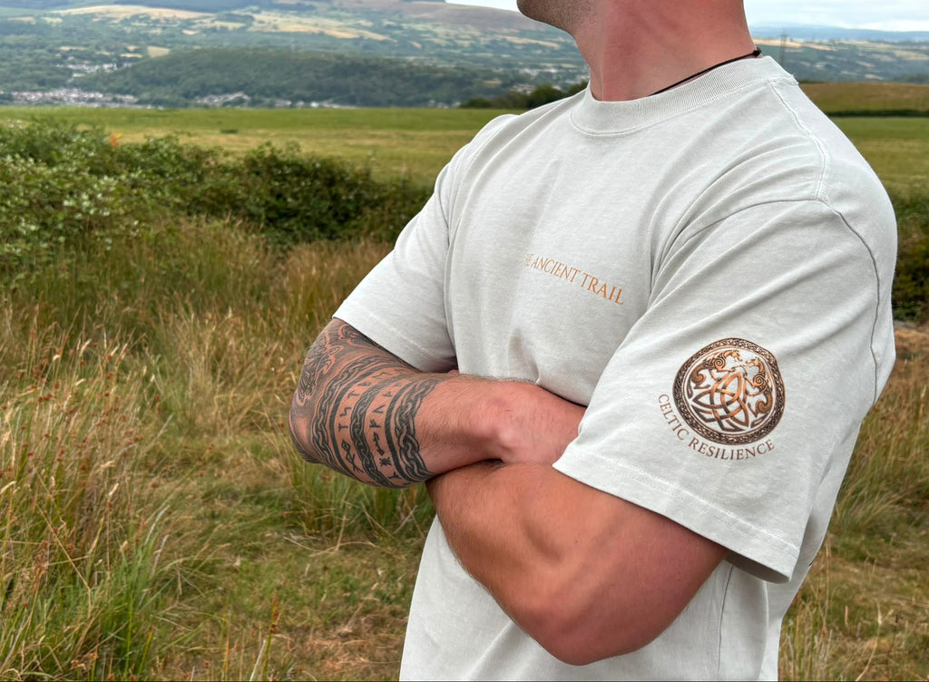 Welsh Celtic Mythology: The Tapestry of the Mabinogi: The Ultimate Premium Heavyweight Graphic Tee With Left Sleeve Symbol